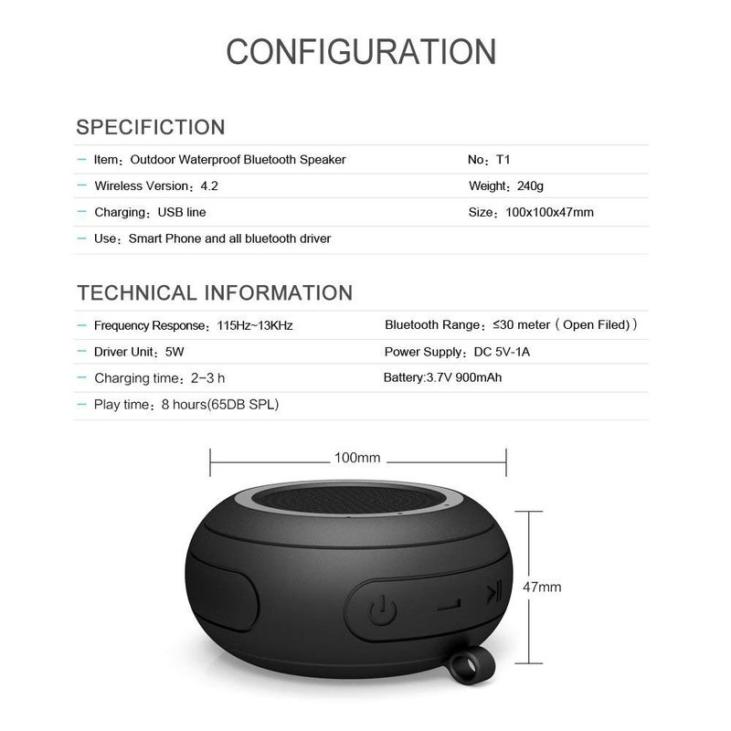 CYBORIS Small Portable Bluetooth Speaker, Portable Shower Speakers IPX7 Waterproof Wireless Floating Pool Mini Outdoor Speakers Handsfree with Built-in Mic for Hot Tub, Swimming, Beach, Boating - Image 3